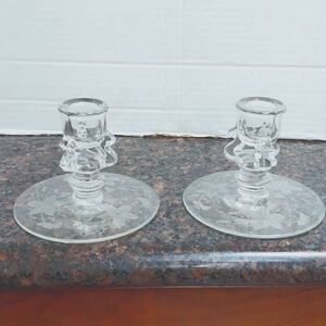Etched Crystal Candlesticks...EUC